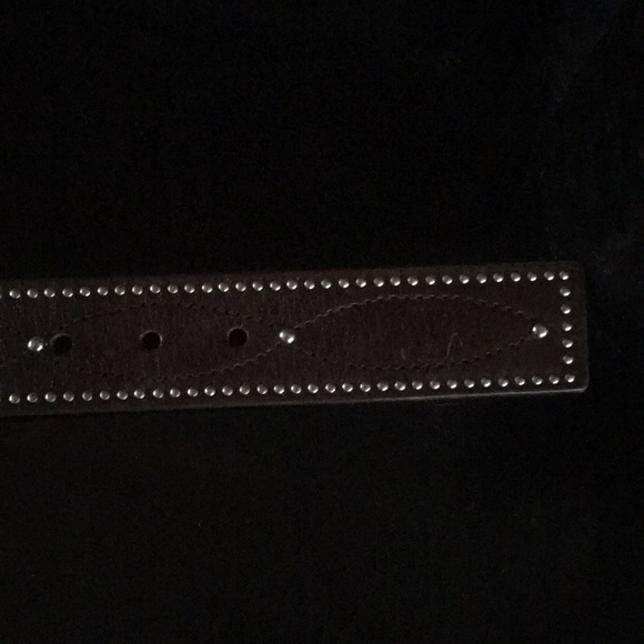Michael Kors LG brown leather silver studded 42”belt - Picture 3 of 8